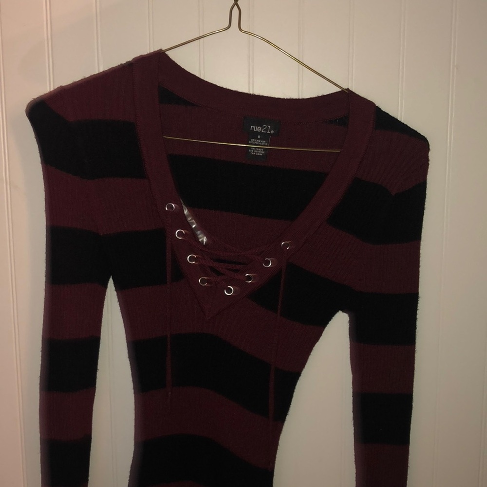 Long Sleeve Lace-Up Top